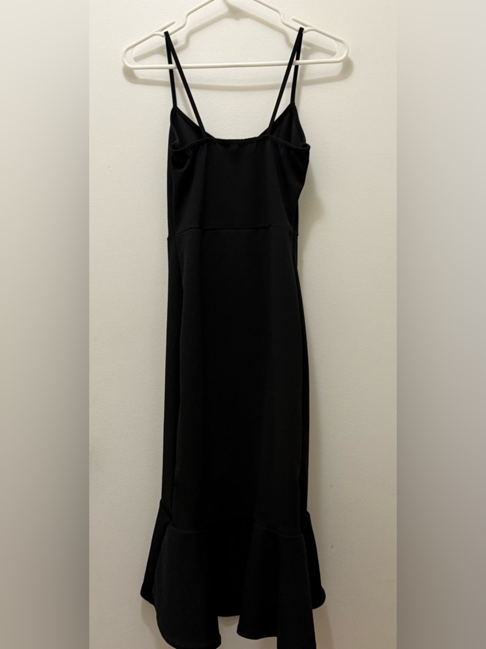 Boohoo Black Spaghetti Strap Midi Dress with Ruffle Hem - Picture 4 of 13